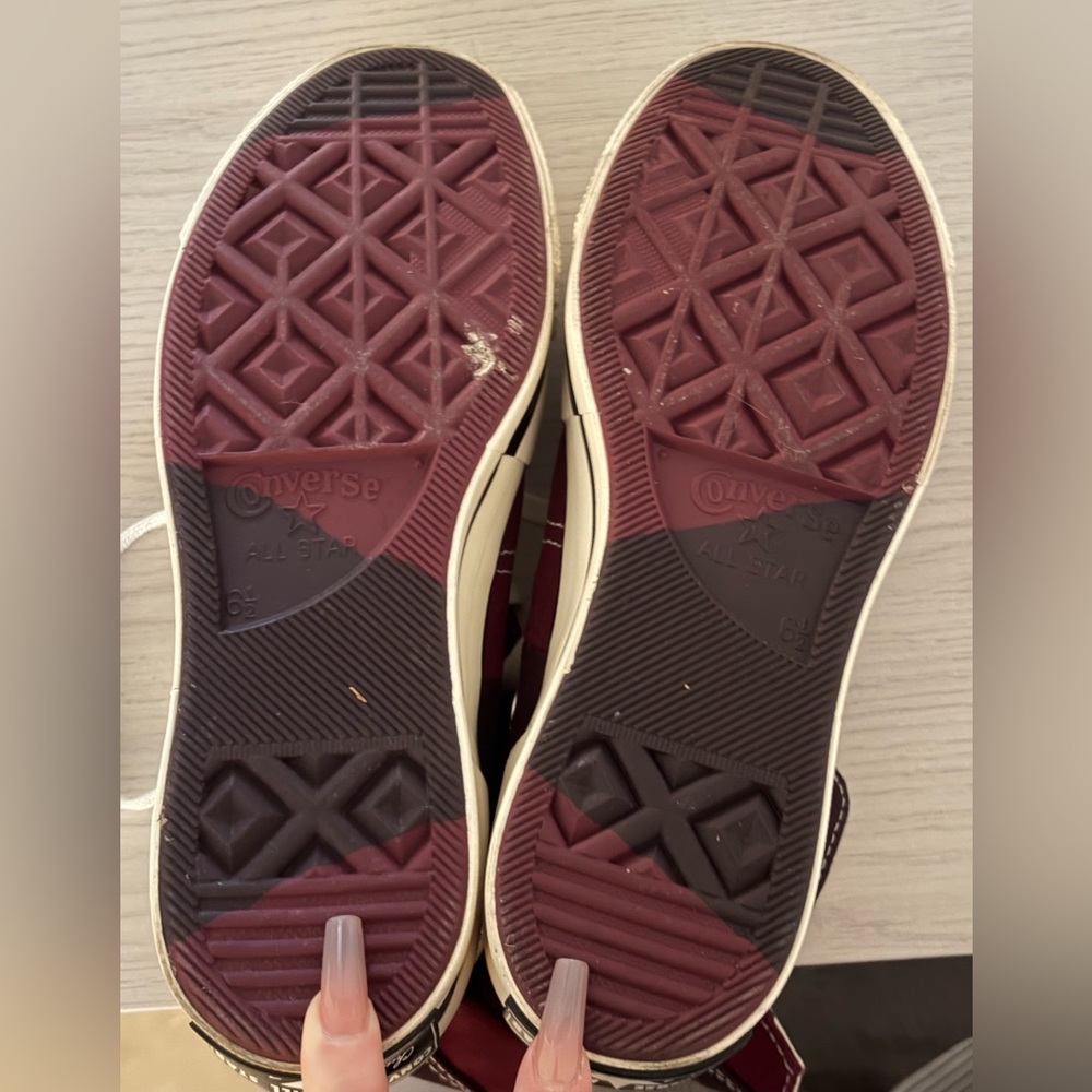 Converse High Top Platform Sneaker - Burgundy and Black Trim - Picture 4 of 4